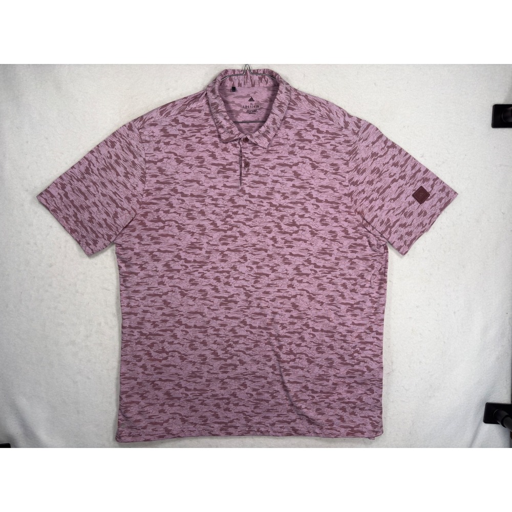 Adidas Mens XL Golf Polo Shirt Pink Abstract Camo Print Short Sleeve XL